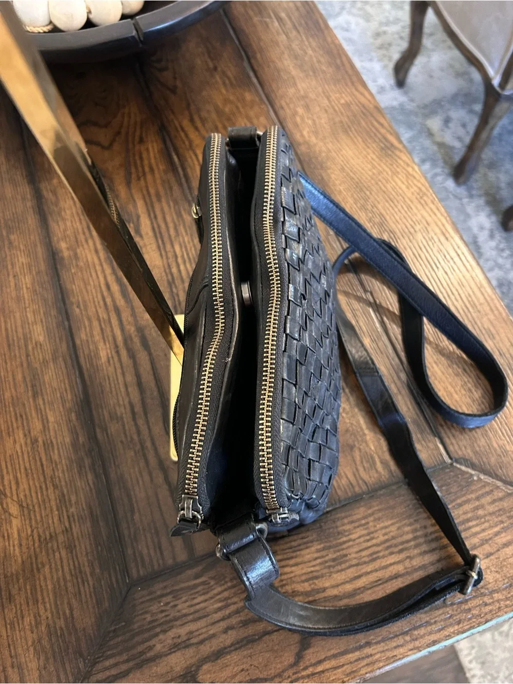Ashwood Vintage Woven Leather Crossbody Bag